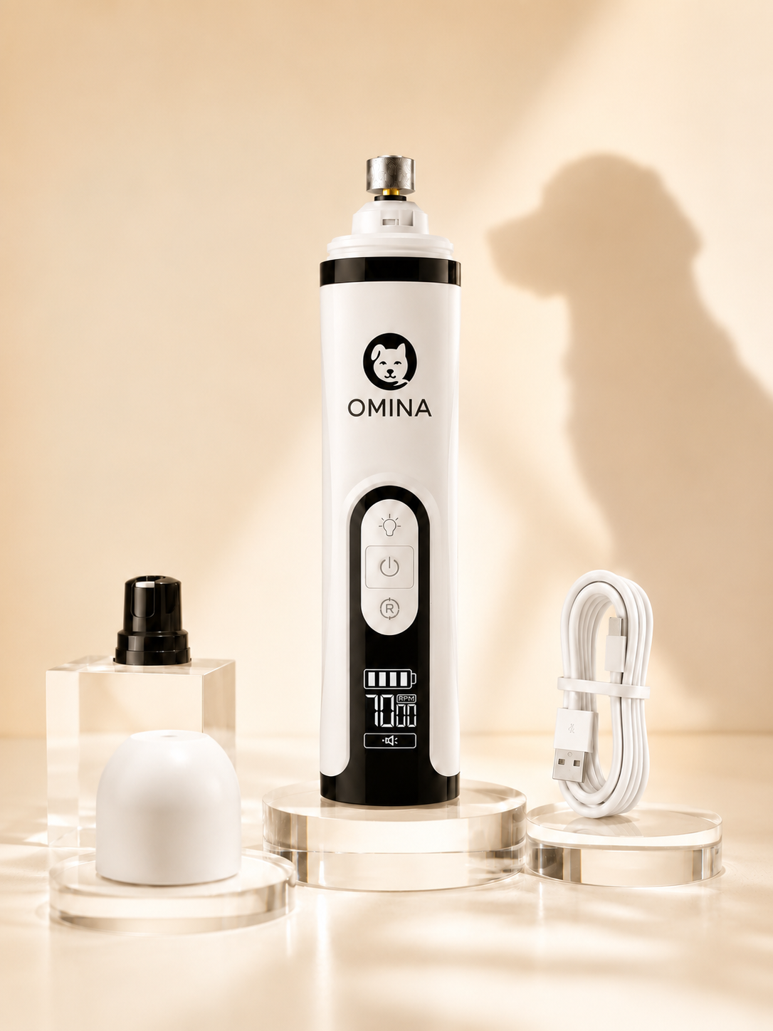 Kit Sérénité OMINA avec lime électrique M5 et trois têtes de rechange